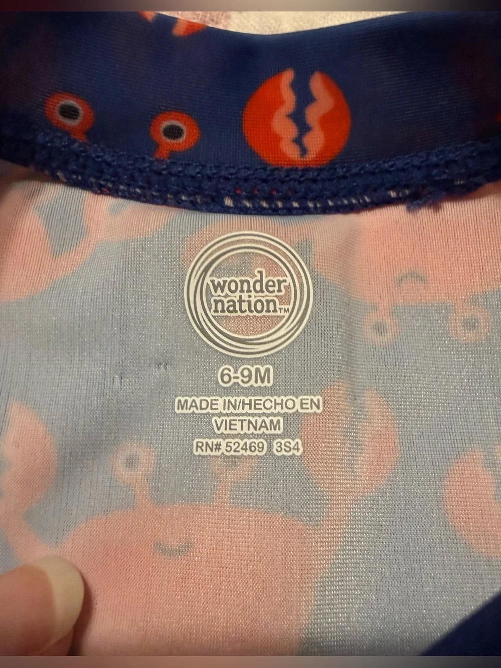 Wonder nation Crab Swim Outfit Infant Baby 6-9 months UPF 50 rash guard